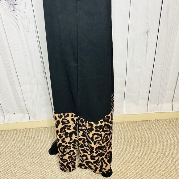 NWT Emery Rose Shein Maxi Black Dress with Cheetah Print Hem and Cuffs Sz S - Picture 7 of 10